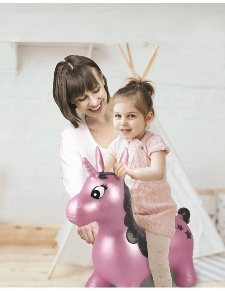 UNICORNIO SALTARIN HINCHABLE COLOR ROSA