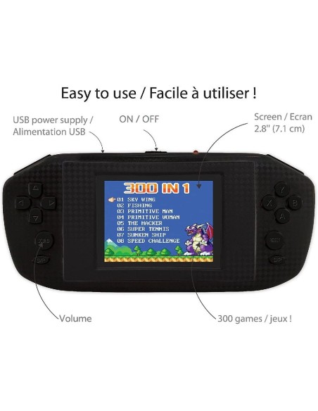 CONSOLA PORTATIL POWER ARCADE 2.8`` 300 