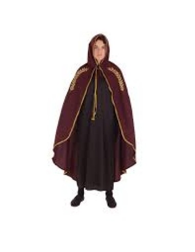 CAPA MEDIEVAL MARIANA GRANATE BORDADO OR