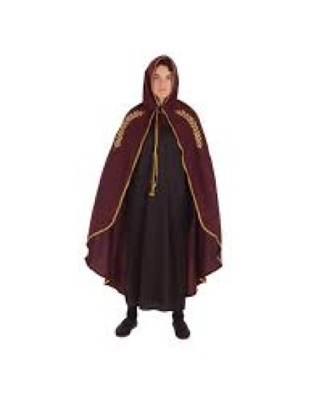 CAPA MEDIEVAL MARIANA GRANATE BORDADO OR