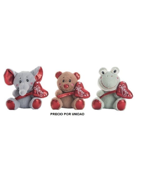 PELUCHE ANIMALITO CORAZON 16 CM