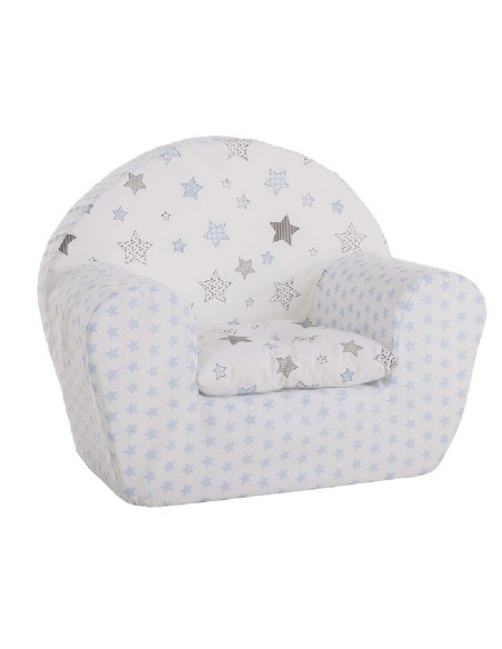 SILLON AZUL Y ESTRELLAS GRIS CON COJIN