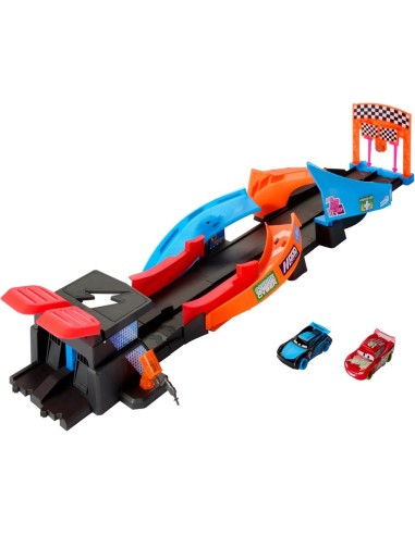 CARS PISTA BRILLANTE LANZA Y CHOCA-CRASH