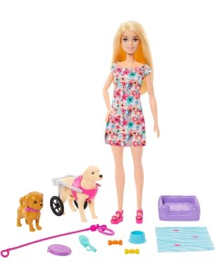 BARBIE MUÑECA RUBIA CON PERRO SILLA DE R
