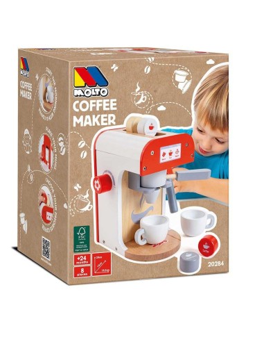 MAQUINA DE CAFE MADERA CON 8 ACCESORIOS