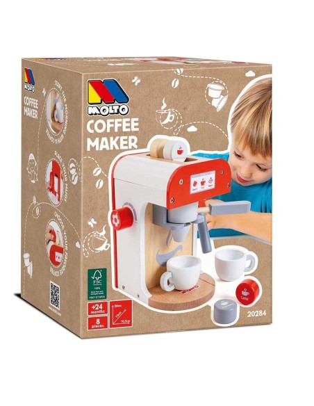 MAQUINA DE CAFE MADERA CON 8 ACCESORIOS