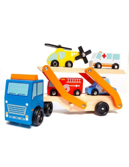 Camion portacoches de Madera con 4 vehic