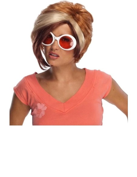 PELUCA PIXIE CASTAÑA CON MECHON RUBIO