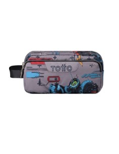 ESTUCHE ESCOLAR TRES COMPARTIMENTOS GRIS
