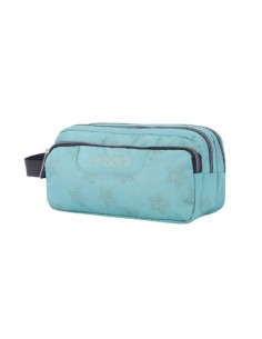ESTUCHE ESCOLAR TRES COMPARTIMENTOS AZUL