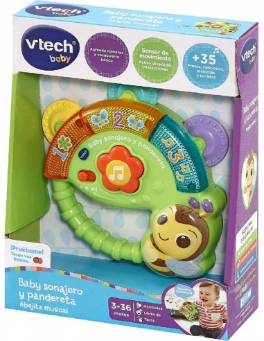 Baby sonajero y pandereta Abejita musica