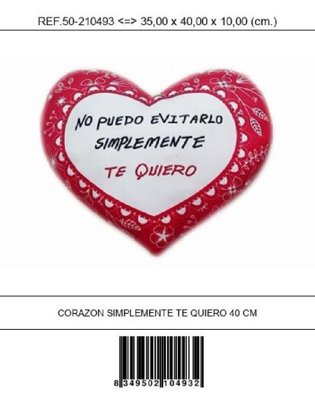 CORAZON SIMPLEMENTE TE QUIERO 40 CM
