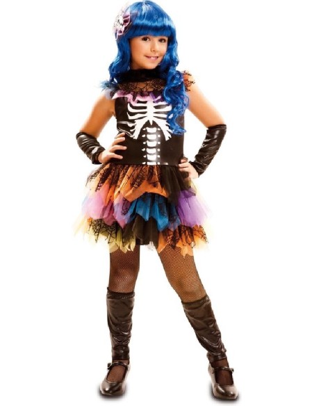 DISFRAZ CATRINA ESQUELETO ARCO IRIS 10-1