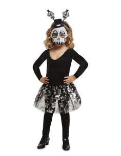 TUTU CALAVERA 3-6 AÑOS DIADEMA, MASCARA 