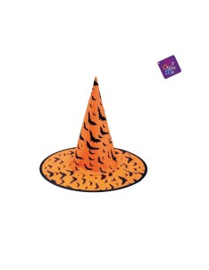 SOMBRERO BRUJA NARANJA MURCIELAGOS