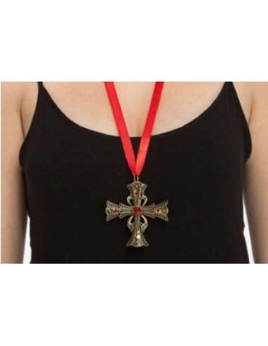 COLGANTE CRUZ CON CINTA ROJA DRACULA VAM