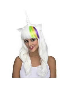 PELUCA LARGA BLANCA UNICORNIO