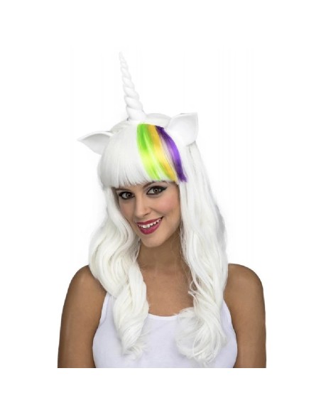 PELUCA LARGA BLANCA UNICORNIO