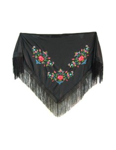 MANTON GRANDE NEGRO BORDADO ADULTO