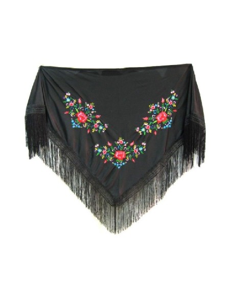 MANTON GRANDE NEGRO BORDADO ADULTO