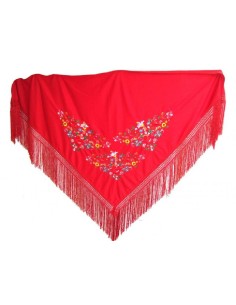 MANTON GRANDE ROJO BORDADO FLORES 2