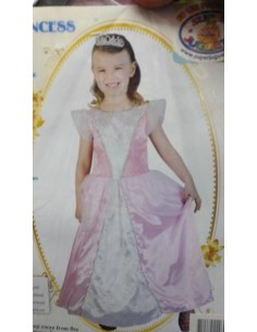 DISFRAZ  PRINCESA ROSA CON TIARA 2-4 AÑO