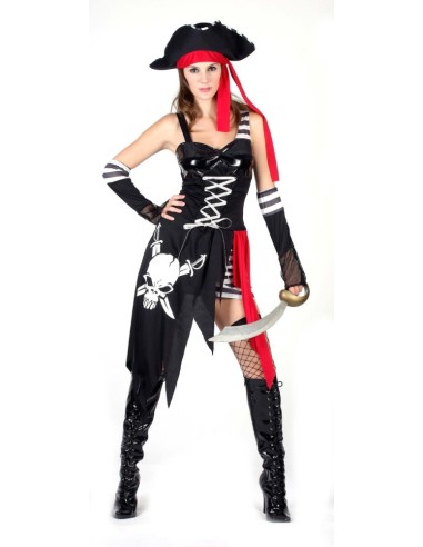 DISFRAZ ADULTO PIRATA CHICA SOMBRERO