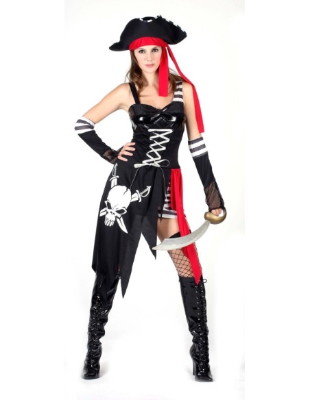 DISFRAZ ADULTO PIRATA CHICA SOMBRERO