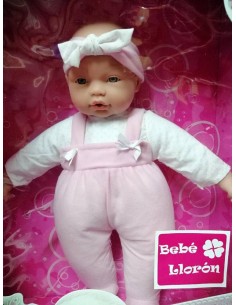 BEBE LLORON CON PETO ROSA 40CM