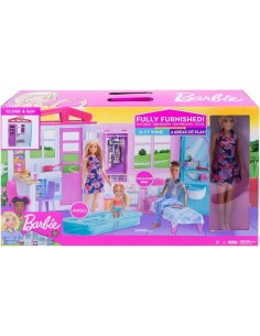 CASA DE MUÑECAS DE BARBIE C/MUEBLES Y AC