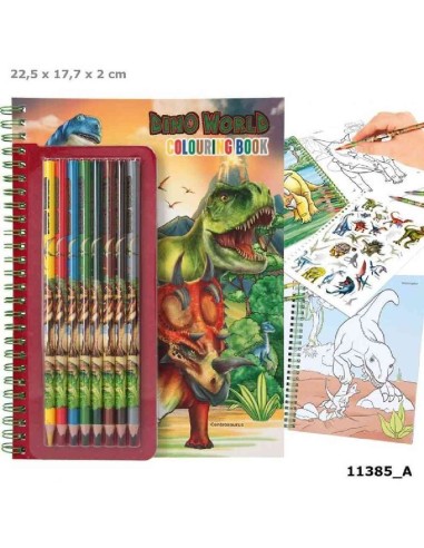 LIBRO DE COLOREAR DINO WORLD +LAPICES DE