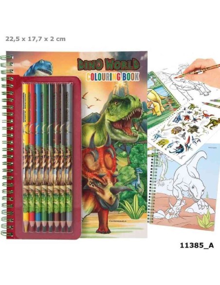 LIBRO DE COLOREAR DINO WORLD +LAPICES DE