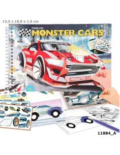 CUADERNO COLOREAR MONSTER CARS PEGATINAS