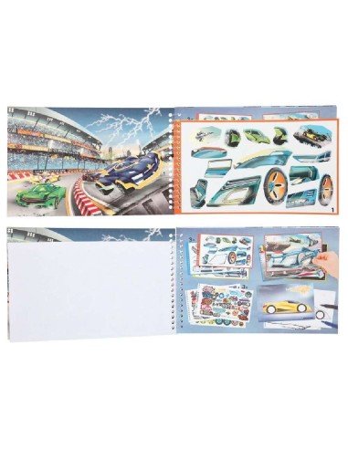 CUADERNO COLOREAR MONSTER CARS PEGATINAS