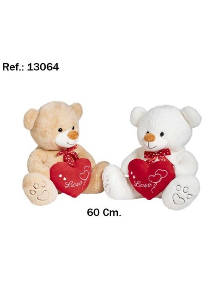 OSO PIES CORAZON LOVE 60CM MARRON/BLANCO