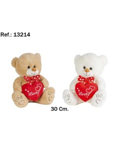 OSO PIES CORAZON LOVE 30CM. MARRON/BLANC