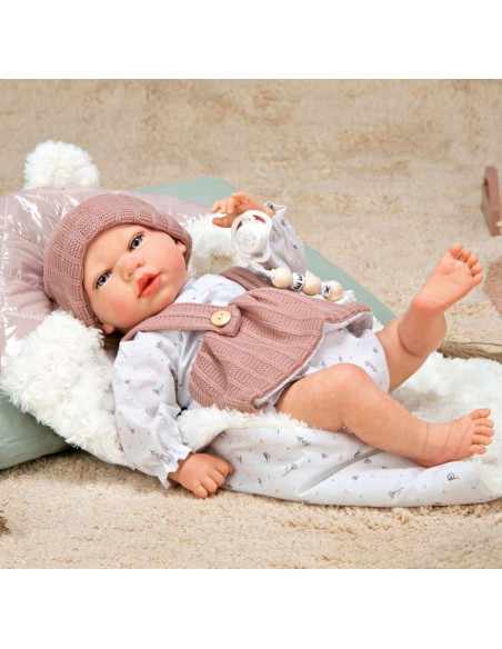 Reborn arias 40 cm sandra rosa c/manta.