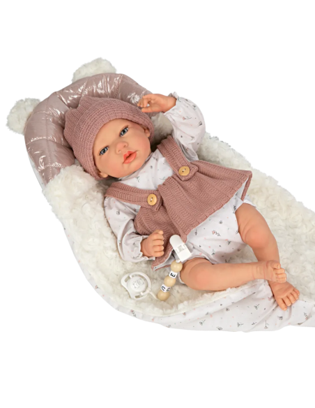 Reborn arias 40 cm sandra rosa c/manta.