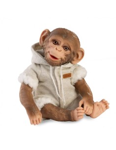 Muñeco mono reborn 32cm, pijama gris con