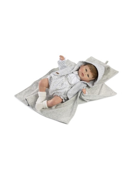 Muñeco reborn Milán 46cm, conjunto gris