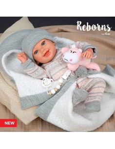 Arias Reborn 40 cm Nadia Rosa con Manta 