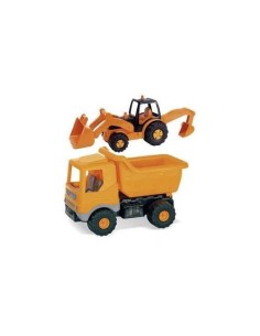 Camion volquete y tractor con pala y ret