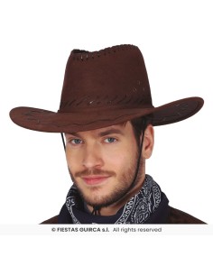 SOMBRERO VAQUERO MARRON OSCURO SIMIL-PIE