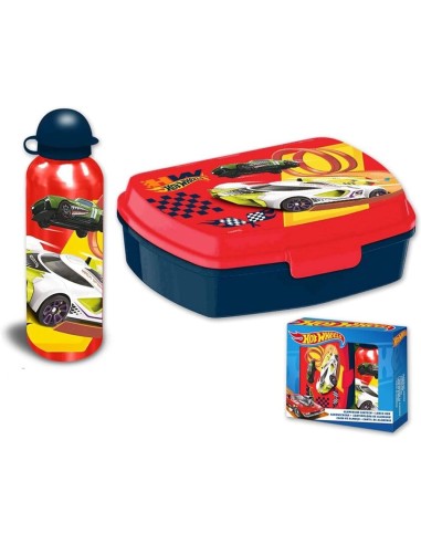 Cantimplora + sandwichera hot wheels