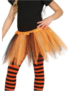 TUTU INFANTIL BRILLANTE NARANJA Y NEGRO