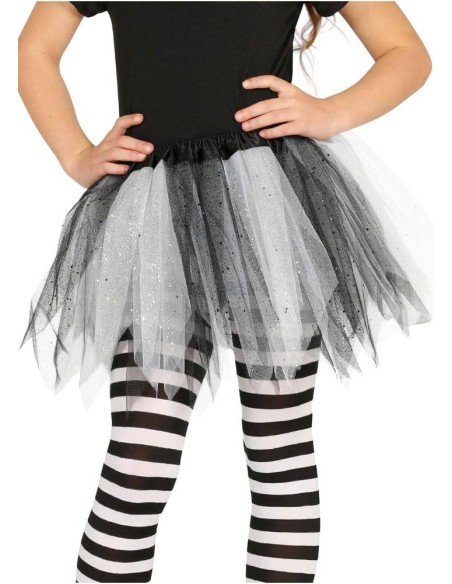 TUTU INFANTIL BRILLANTE BLANCO Y NEGRO 3