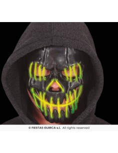 MASCARA NEGRA SONRRIENTE CON LUZ, PVC