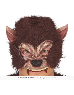 Media mascara hombre lobo con   pelo lat