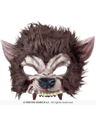 Media mascara hombre lobo con   pelo lat