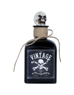 BOTELLA DE VENENO CON CALAVERA, CRISTAL,